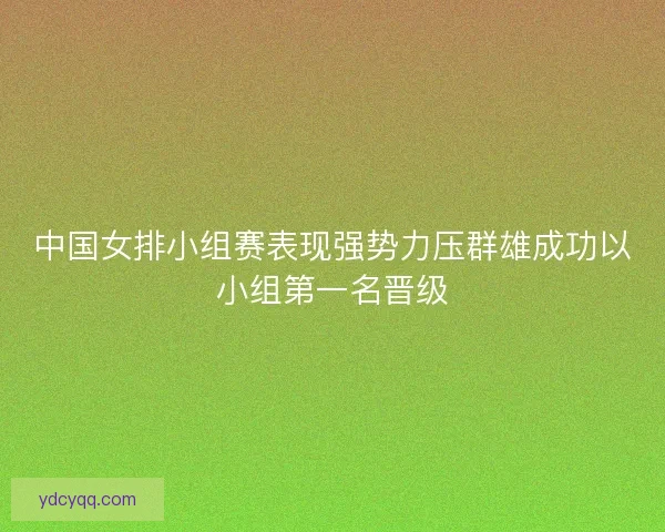 中国女排小组赛表现强势力压群雄成功以小组第一名晋级
